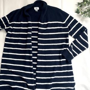 Navy Blue and White striped cardigan